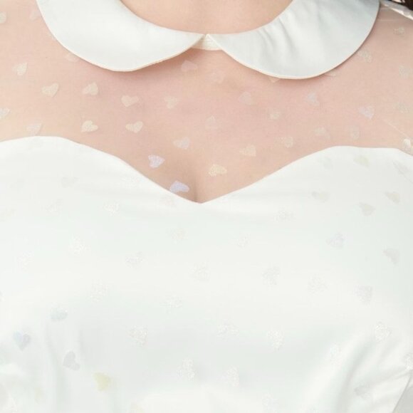 Unique Vintage Iridescent Heart Bridal Swing Midi Dress Fit & Flare Wedding 3X - Picture 8 of 8